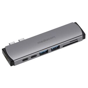 Mediacom MD-M201 replicatore di porte e docking station per laptop Cablato USB 3.2 Gen 1 (3.1 Gen 1) Type-C Alluminio