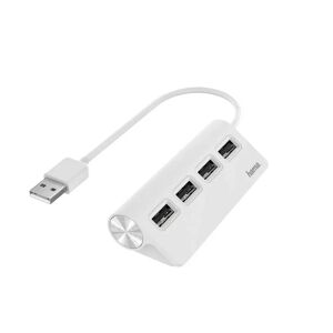 Hama Hub USB 2.0 da tavolo, 4 porte, cavo integrato, bianco