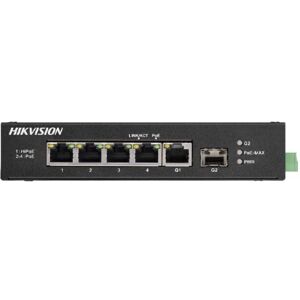 HIKVISION DS-3T0306HP-E/HS. ProSeries switch 6 porte unmanaged 2-4 PoE 100Mbps+1 HiPoE 60W Gbps+1SFP