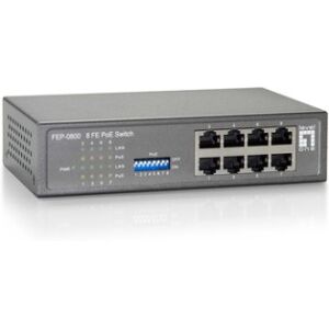 LevelOne FEP-0800 switch di rete Fast Ethernet (10/100) Supporto Power over Ethernet (PoE) Nero, Grigio (FEP-0800)