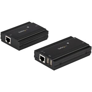 StarTech.com Extender USB 2.0 a 4 porte - Estensore Ethernet multiporta via CAT5 CAT6 100m Hub Lan compatibile RJ45 Kit Prolunga alimentato 480 Mbps [USB2004EXT100]