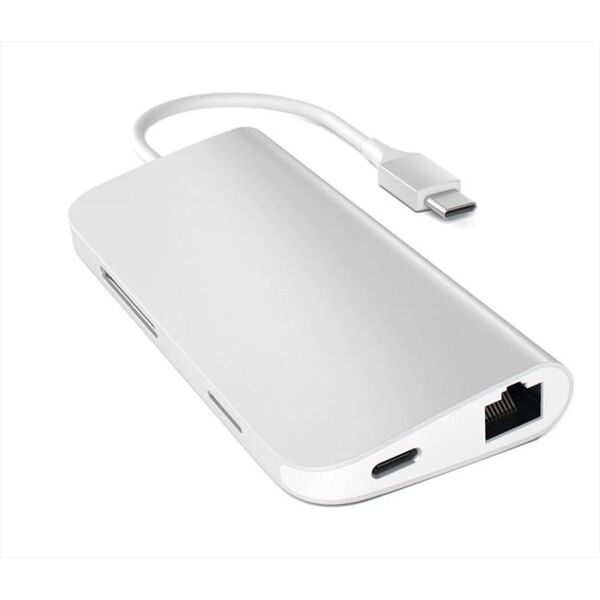 satechi adattatore usb-c multi-porta 4k ethernet-silver