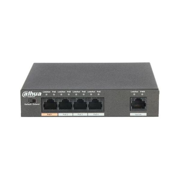 dahua pfs3005-4et-60 switch di rete  3 porte poe + 1 porta hi-poe + 1 porta 10/100mbps 60w