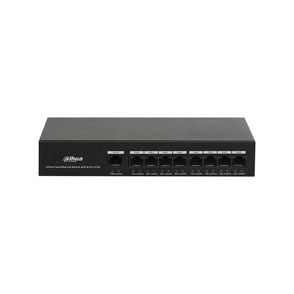 dahua pfs3009-8et-65 switch di rete  8 porte poe + 1 porta 10/100mbps 65w