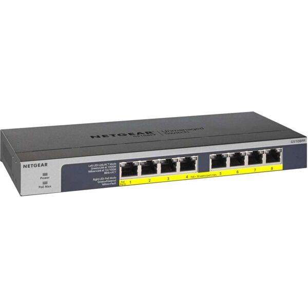 netgear gs108lp-100eus switch 8 porte gigabit ethernet no gestito poe - gs108lp-100eus