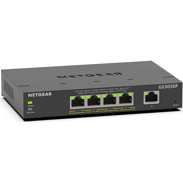 netgear gs305ep-100pes switch gestito l2/l3 5 porte gigabit ethernet (10/100/1000) - gs305ep-100pes