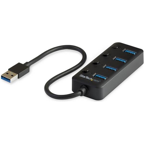 startech hb30a4aib hub usb 3.0 a 4 porte - 4x usb-a con swith on/off individuale - hb30a4aib