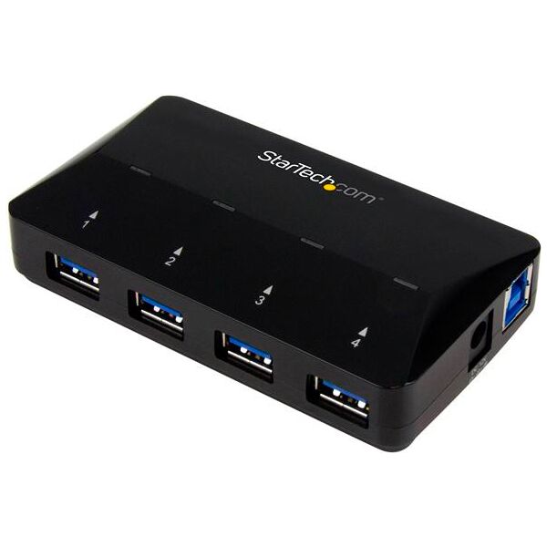 startech st53004u1c hub usb 3.0 a 4 porte con porta di ricarica dedicata st53004u1c