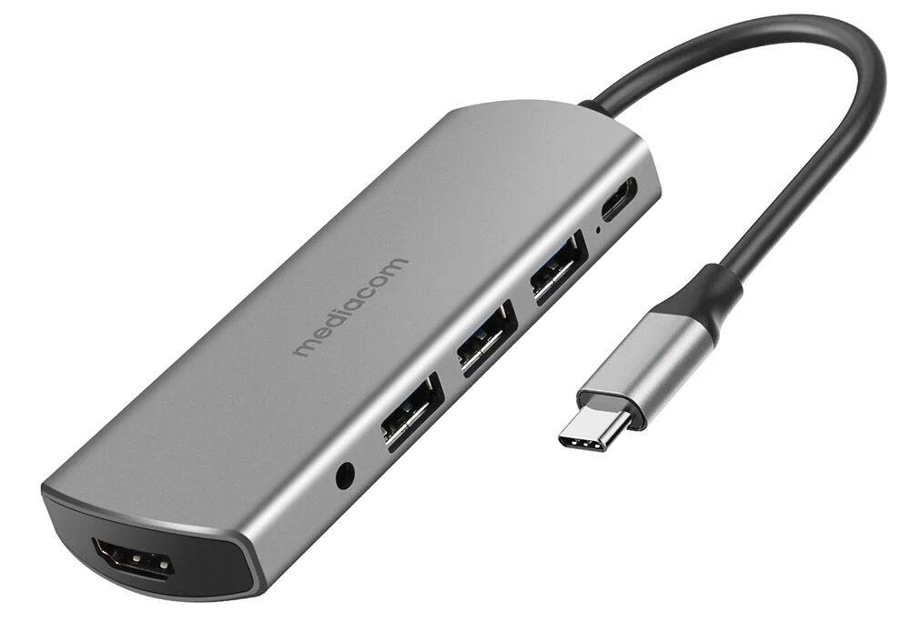 Mediacom MD-C309 replicatore di porte e docking station per notebook Cablato USB 3.2 Gen 1 (3.1 Gen 1) Type-C Alluminio