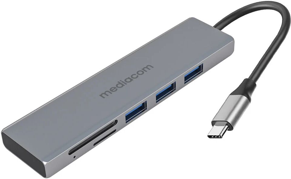 Mediacom MD-C302 hub di interfaccia USB 3.2 Gen 1 (3.1 Gen 1) Type-A Alluminio