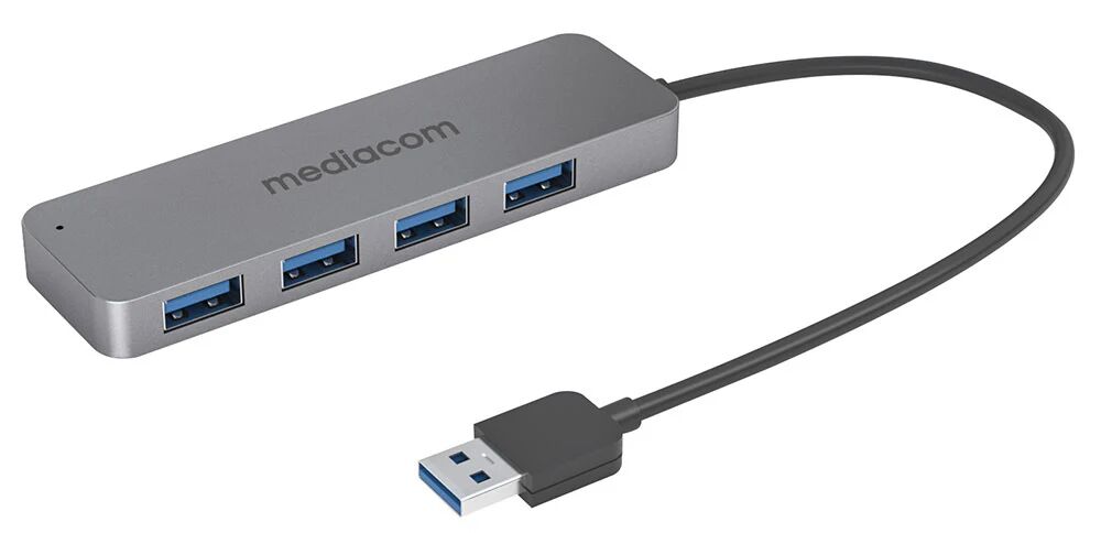 Mediacom MD-U102 hub di interfaccia USB 3.2 Gen 1 (3.1 Gen 1) Type-A 5000 Mbit/s Alluminio