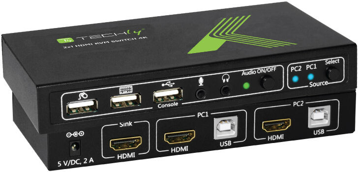 Techly KVM switch 2x1 con USB e HDMI