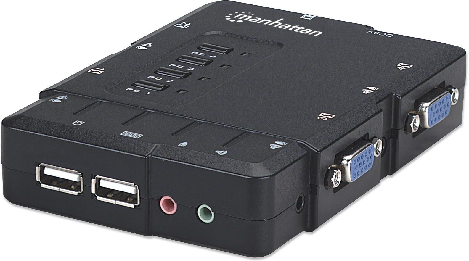 Manhattan KVM Switch 4 porte USB/Audio Nero