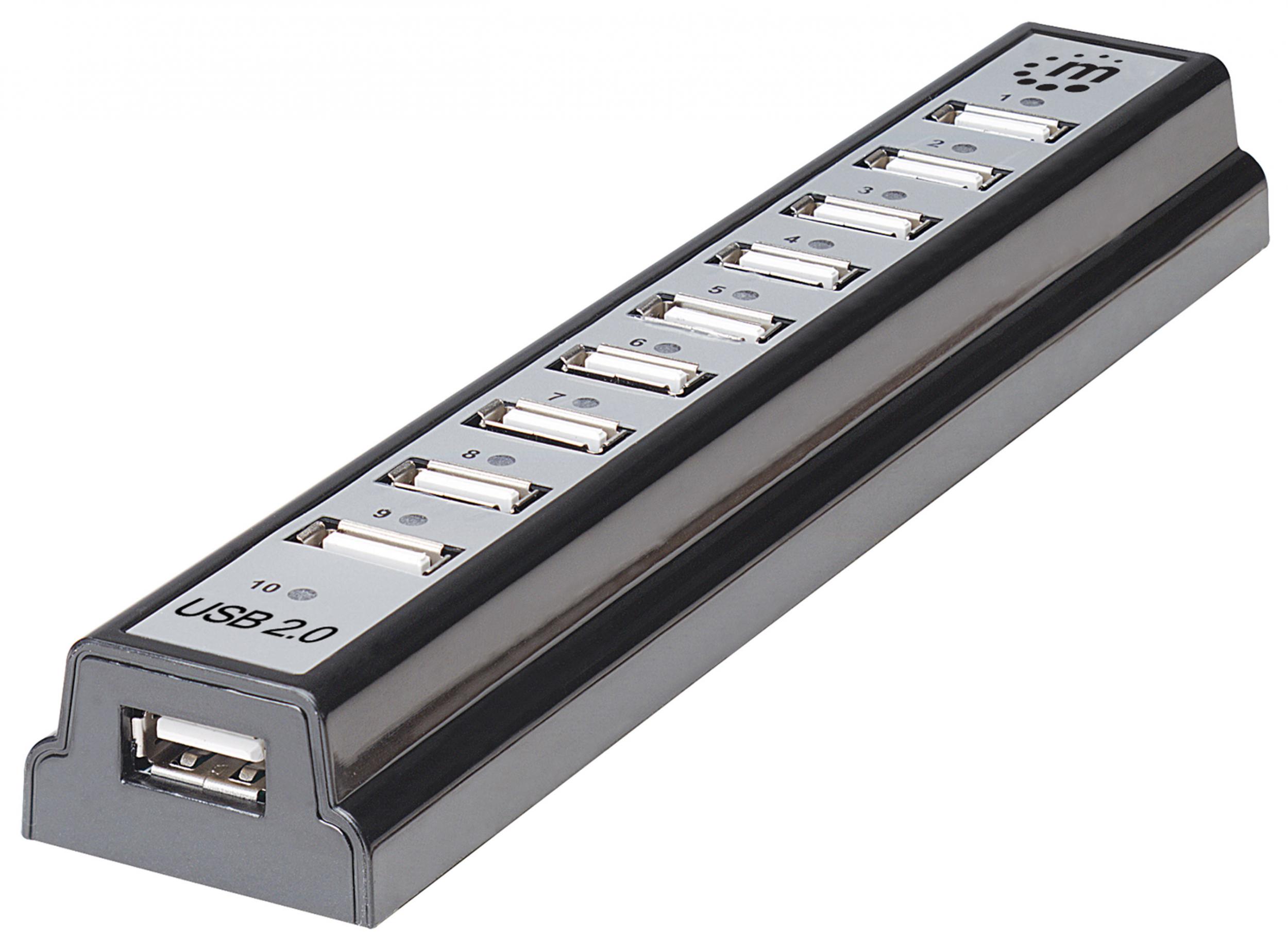 Manhattan Hub USB 2.0 Hi-Speed 10 Porte da Tavolo con Alimentatore