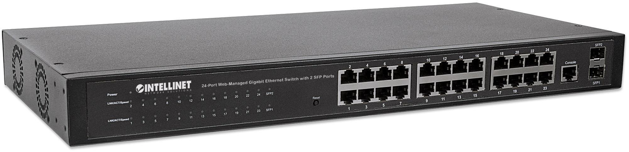 Intellinet Switch 24 porte Web-Managed Gigabit Ethernet con 2 porte SFP
