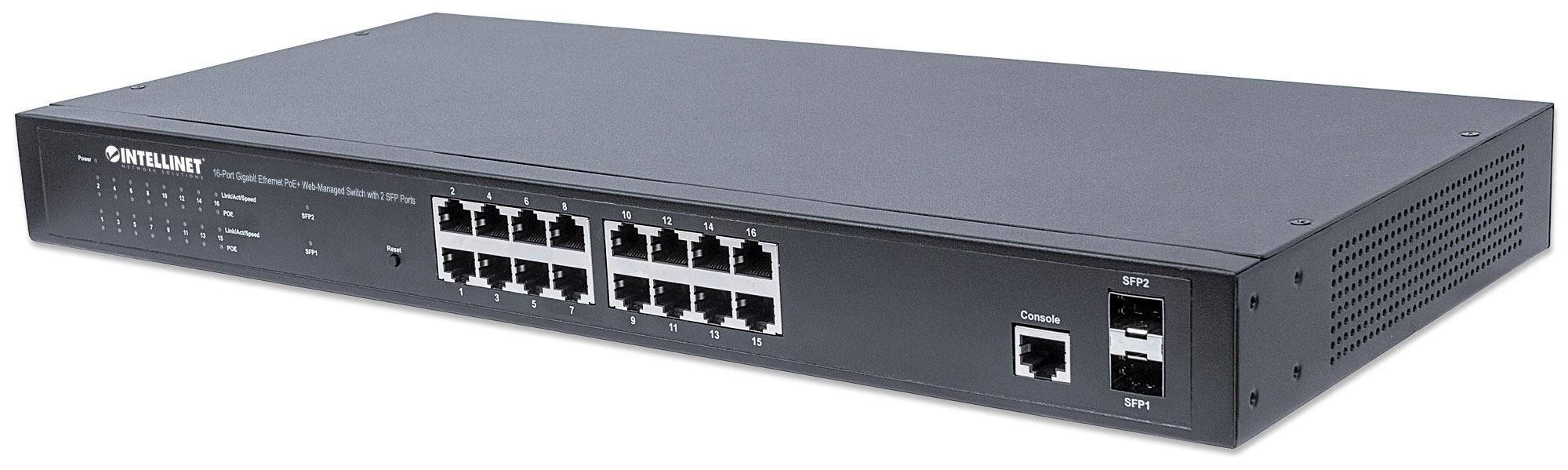 Intellinet Switch 16 Porte Gigabit Ethernet PoE+ Web Managed con 2 Porte SFP