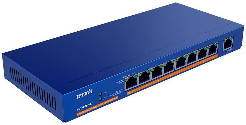 Tenda Switch Desktop 9 Porte Gigabit con 8 Porte PoE, TEG1009P-EI