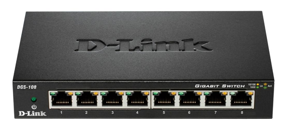 D-Link DGS-108 switch di rete Non gestito Nero