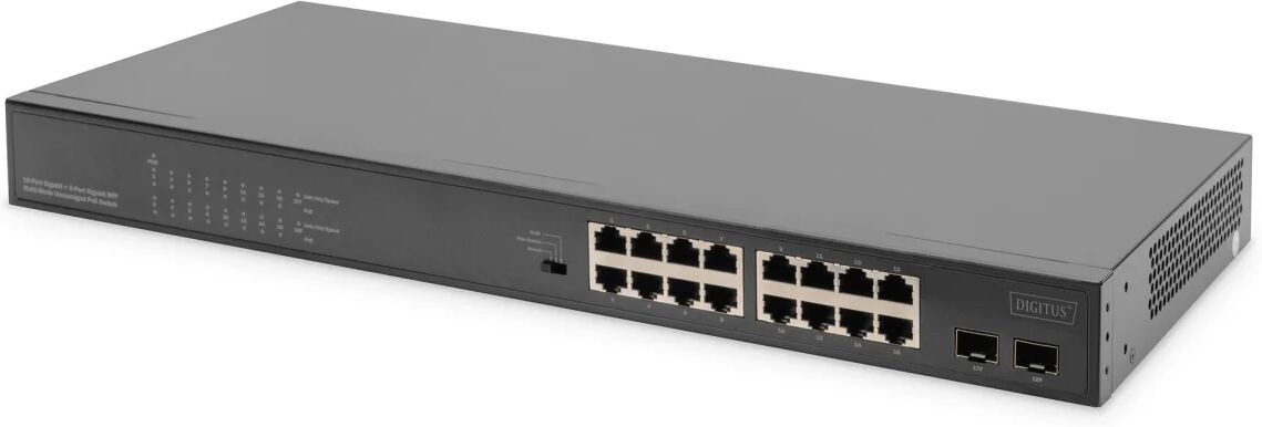 Digitus Switch di rete  PoE multimodale non gestito Gigabit 16 porte + 2 SFP [DN-95347-1]