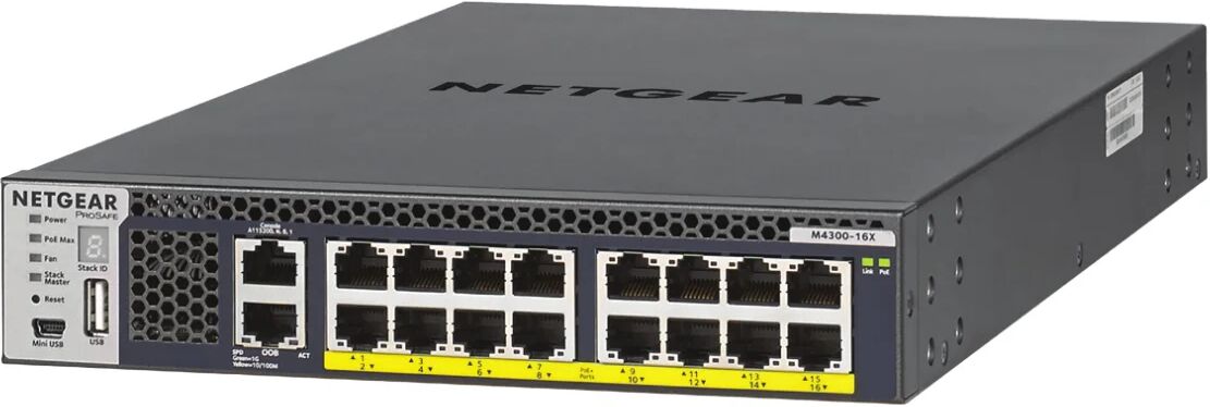 Netgear Switch di rete  M4300-16X Gestito L3 10G Ethernet (100/1000/10000) Supporto Power over (PoE) 1U Nero [XSM4316PB-100NES]