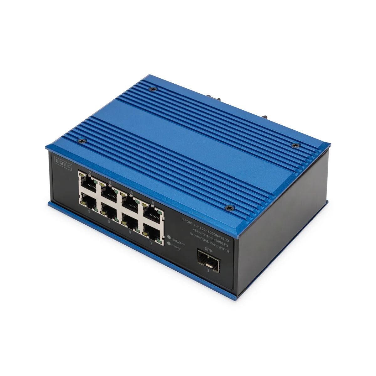 Digitus Switch di rete  PoE Gigabit Ethernet a 8 porte, industriale, non gestito, 1 collegamento SFP [DN-651137]