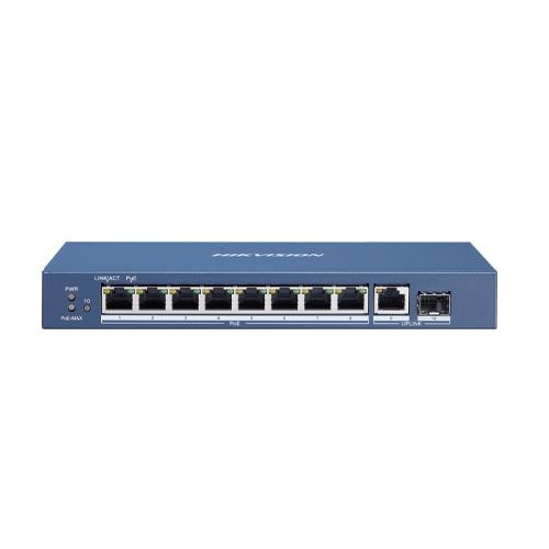 HIKVISION Switch DS-3E0510P-E/M.Value Series 10 porte unmanaged 8Gbps PoE 58W+1 uplink Gbps+1SFP Gbp