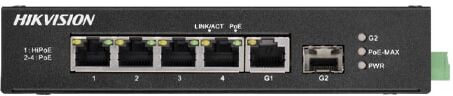 HIKVISION DS-3T0306HP-E/HS. ProSeries switch 6 porte unmanaged 2-4 PoE 100Mbps+1 HiPoE 60W Gbps+1SFP