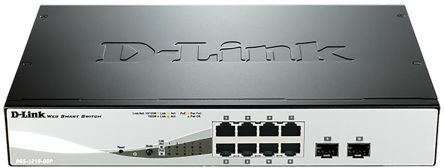 D-Link Switch Ethernet  Gigabit, 10/100/1000Mbit/s, 10 porte, Montaggio rack , Sì, DGS-1210-08P