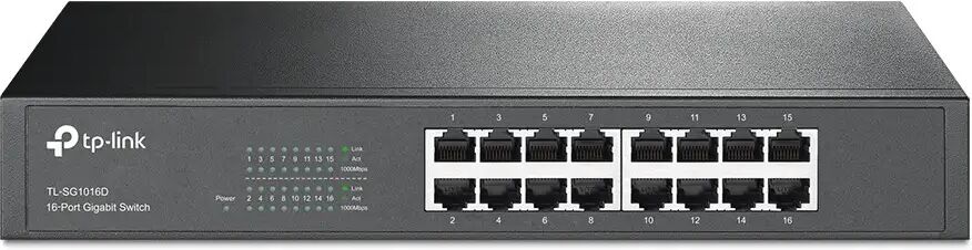 TP-Link Tl-Interruttore Sg1016d, 16 Porte Gb, Puo' Essere Montato In Un Rack