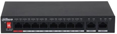 Dahua Pfs3010-8et-96-V2 Switch Di Rete 2.0 - 7 Porte Poe + 1 Porta Hi-Poe + 2 Porte 10/100/1000mbps 96w Dip Switch Non Gestionale