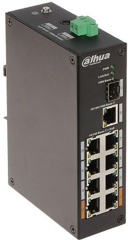 Dahua Pfs3110-8et-96 Switch Di Rete Industriale 6 Porte Poe + 2 Porta Hi-Poe + 1 Porta Sfp + 1 Porta Uplink Base-T 1000mbps Guida Din