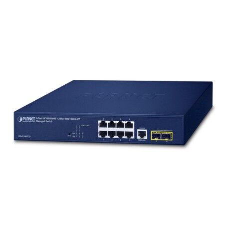 PLANET 10/100/1000T + 2-Port Gestito L2/L4 Gigabit Ethernet (10/100/1000) 1U Blu (GS-4210-8T2S)