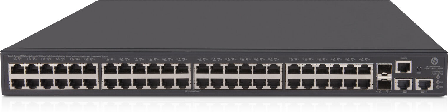 HP Switch di rete  OfficeConnect 1950 48G 2SFP+ 2XGT PoE+ Gestito L3 Gigabit Ethernet (10/100/1000) Grigio 1U Supporto Power over (PoE) [JG963A]