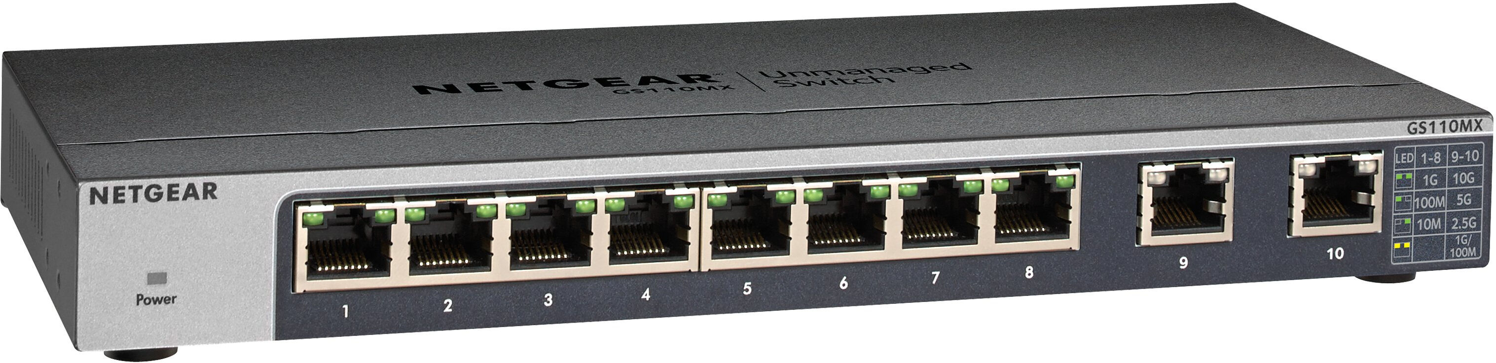 Netgear Switch di rete  GS110MX Non gestito 10G Ethernet (100/1000/10000) Nero [GS110MX-100PES]