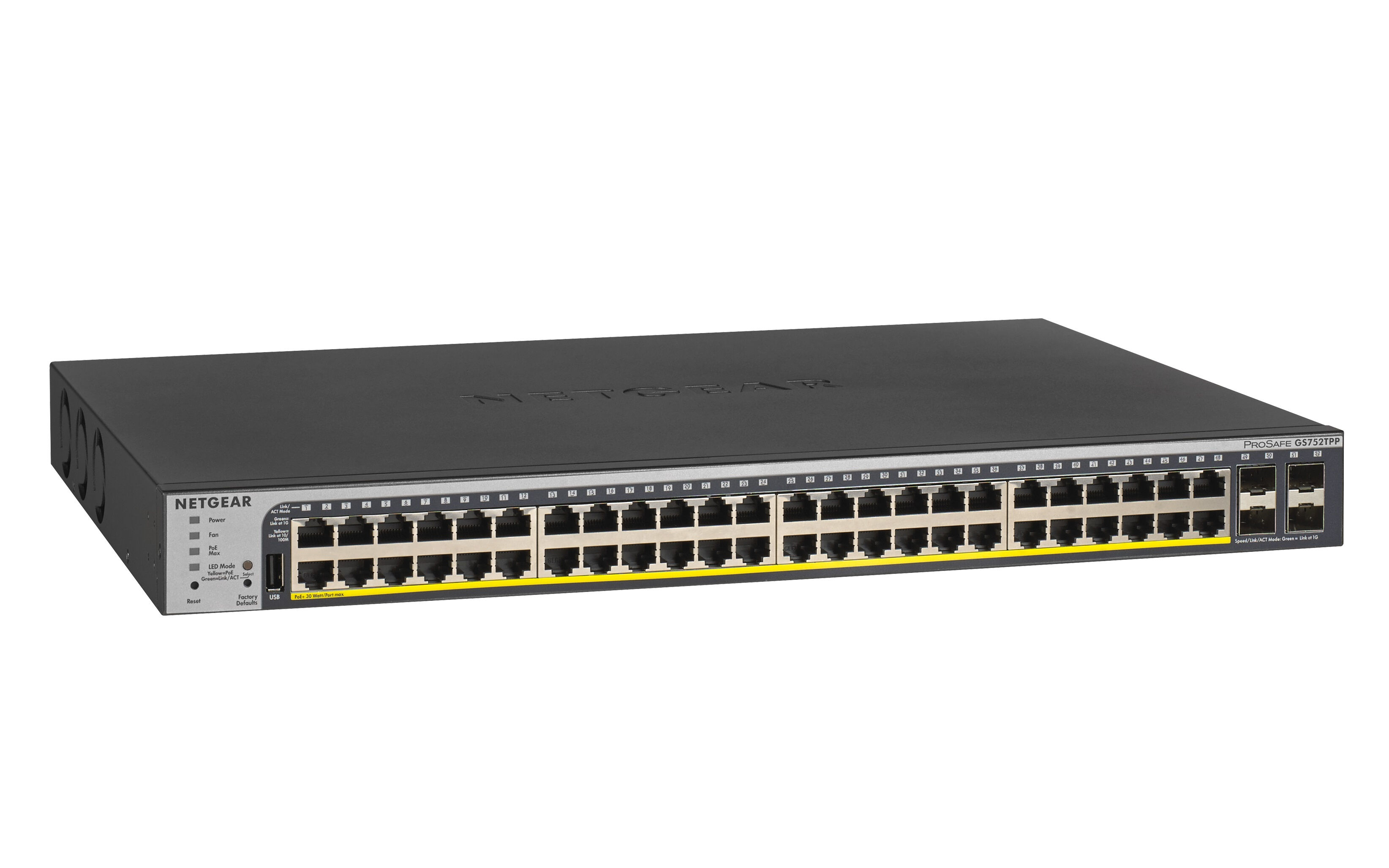Netgear Switch di rete  GS752TPP Gestito L2/L3/L4 Gigabit Ethernet (10/100/1000) Supporto Power over (PoE) 1U Nero [GS752TPP-100EUS]