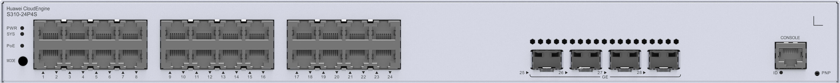 Huawei Switch di rete  CloudEngine S310-24P4S Gigabit Ethernet (10/100/1000) Supporto Power over (PoE) 1U Grigio [98012201]