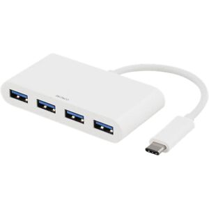 Deltaco Usb 3.1 Gen 1 Hub, Usb-C Male To 4xusb Type A Female, White