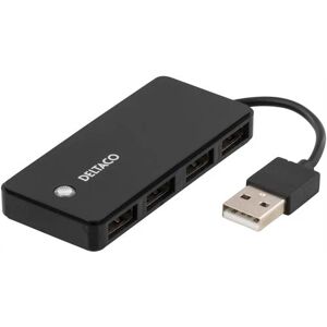 Deltaco Usb 2.0 Hub, 4x Type A Hunn, Svart