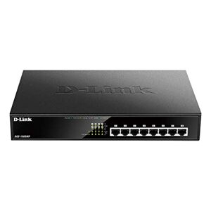 D-Link DGS-1008MP Desktop Gigabit-switch med 8 portar (8 x 10/100/1000 BASE-T-portar, stöder PoE+)