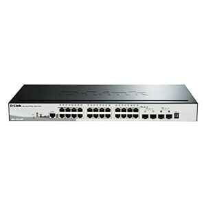 D-Link DGS-1510-28P/E, 28-portar Layer 2/3 Smart Managed Gigabit Stack Switch (24x 10/100/1000 Mbit/s PoE-port, 2x SFP, 2x 10G SFP+) Endast EU-nätsladd