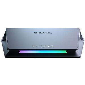 D-Link DMS-106XT 6-Port Multi-Gigabit Unmanaged Switch, 2.5 Gigabit Ethernet 5 Ports Switch, 10 Gigabit Uplink, RGB Lighting, Aluminium Alloy Case, Fanless, Turbo Mode, IGMP Snooping, Port-Base QoS