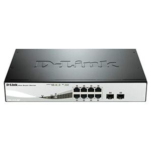 D-Link DGS-1210-08P 8-Port Gigabit PoE Smart Managed Switch with 2 SFP ports (8 x PoE ports) 8 x 1000Base-T, 802.3af/802.3at PoE, 65 W Power Budget, Fanless , Black