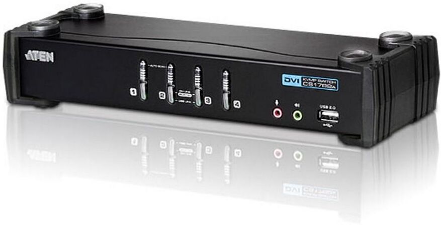 Aten Switch KVM USB DVI a 4 Porte con Audio e Hub USB, CS1764A