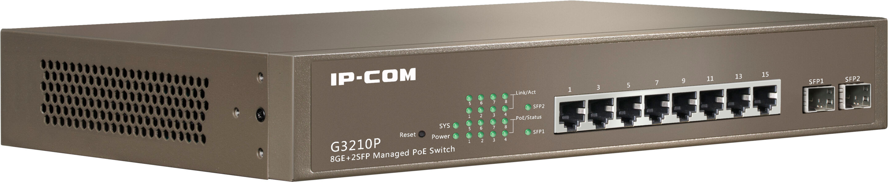 IP-COM Switch PoE 8 porte Gigabit + 2 SFP, G3210P