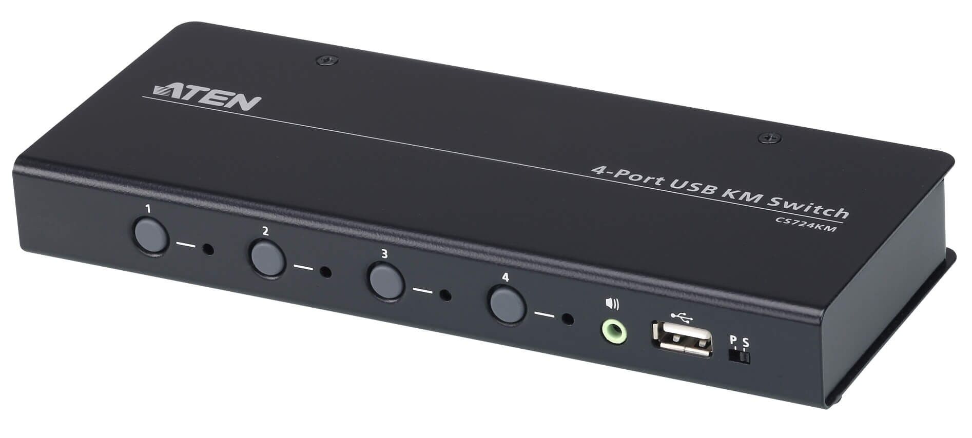 Aten Switch KM USB a 4 porte illimitato con Cavi, CS724KM