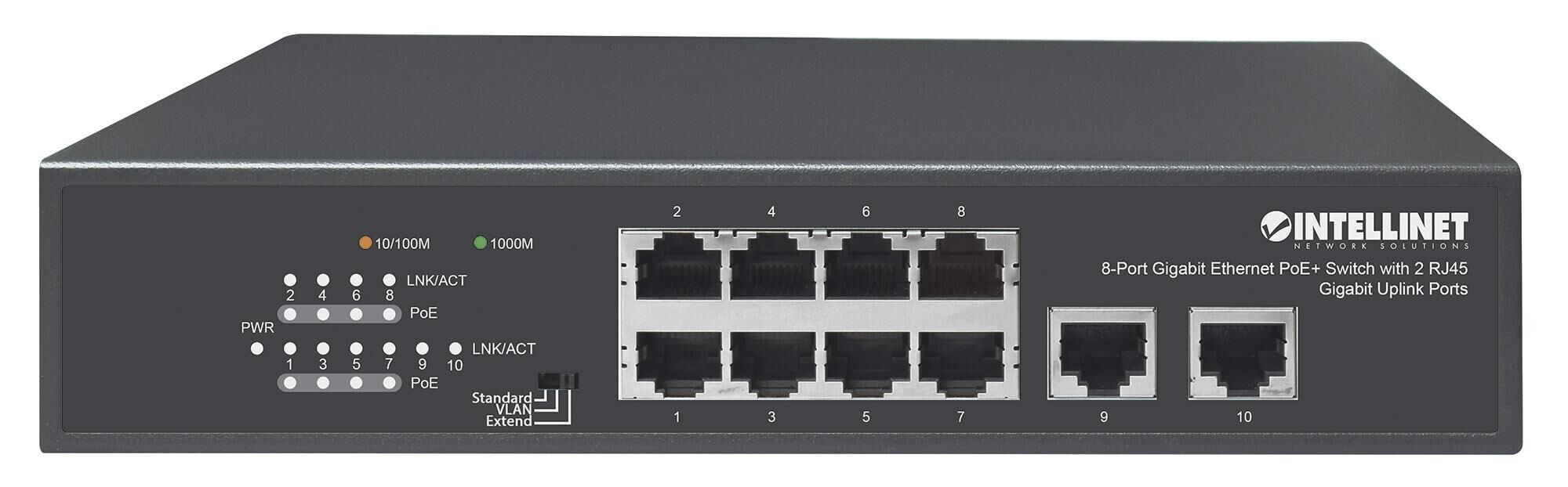 Intellinet Switch Ethernet Gigabit 8 Porte PoE+ con 2 porte RJ45 Gigabit...
