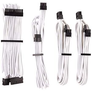 Corsair Premium Sleeved Netzteil Starter-Kabel-Set Typ4 (Generation 4-Serie) Weiß