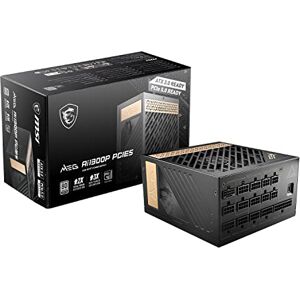 MSI MEG Ai1300P PCIE5 Netzteil, EU Stecker, 1300W, 80 Plus Platinum, vollmodularer ATX 3.0, unterstützt PCIe 5.0 GPU, japanische Kondensatoren, Gaming Intelligence, ummantelte Kabel