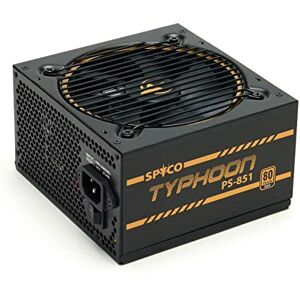 SPYCO Typhoon PS-851, Gaming-Netzteil 850 W, 80 Plus Gold, vollmodular, geräuscharm, Netzteil ATX, 12V Single Rail, DC-DC Schaltungen, Supersilent-Lüfter, Kondensatoren 105 °C, Garantie 5 Jahre