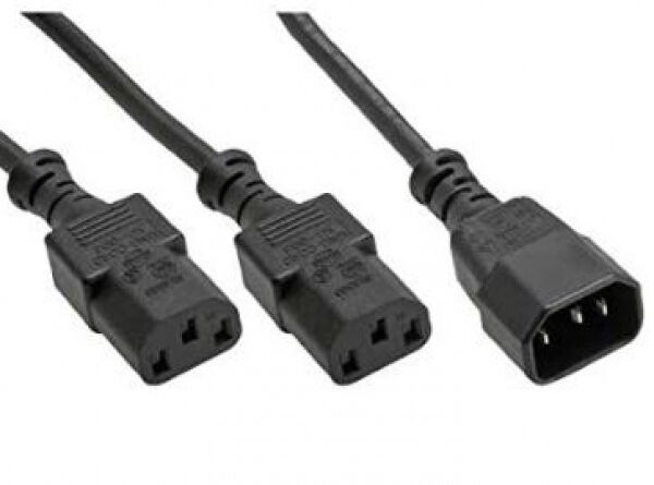 InLine 16633 - Netz-Y-Kabel, Kaltgeräte, 1x IEC-C14 auf 2x IEC-C13, 1,8m